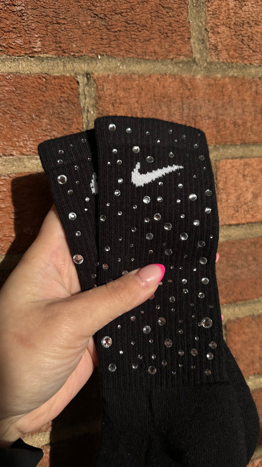Black or white rhinestone-studded quick-drying socks