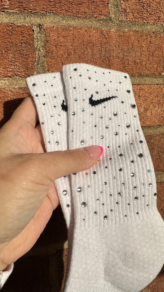 Black or white rhinestone-studded quick-drying socks