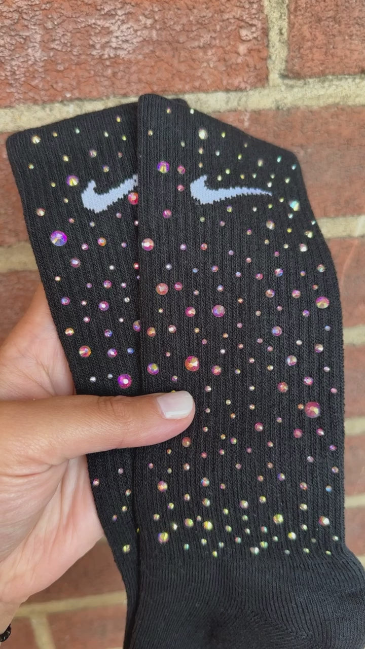 Black or white rhinestone-studded quick-drying socks