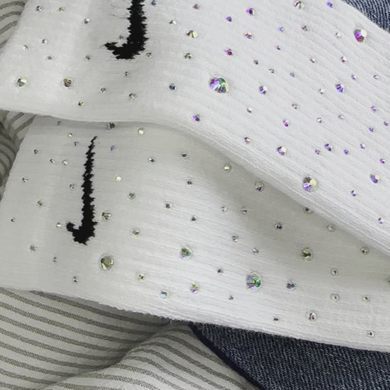 Black or white rhinestone-studded quick-drying socks