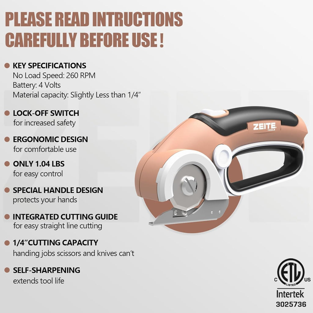 Cordless electric scissors, cardboard cutter
