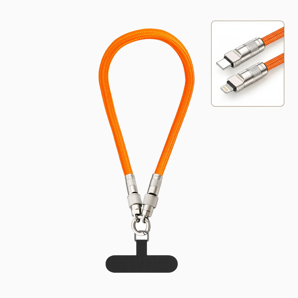 Portable braided lanyard/cable charging cable