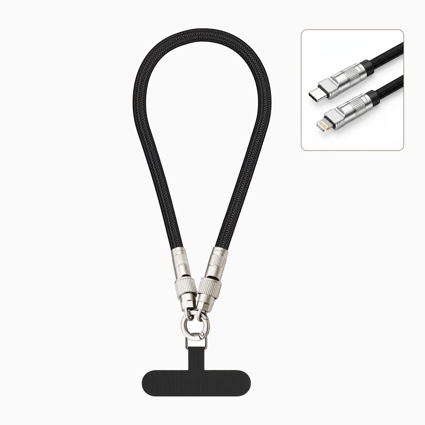 Portable braided lanyard/cable charging cable