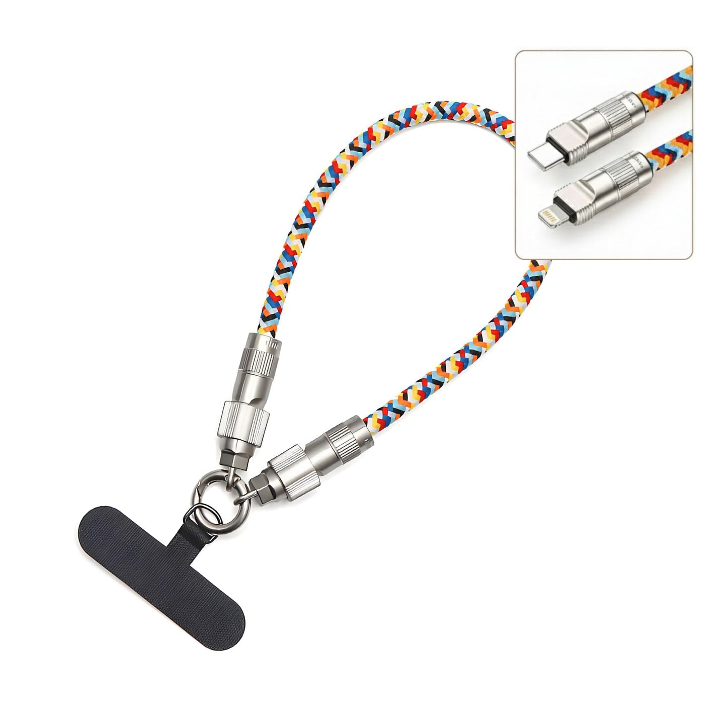 Portable braided lanyard/cable charging cable