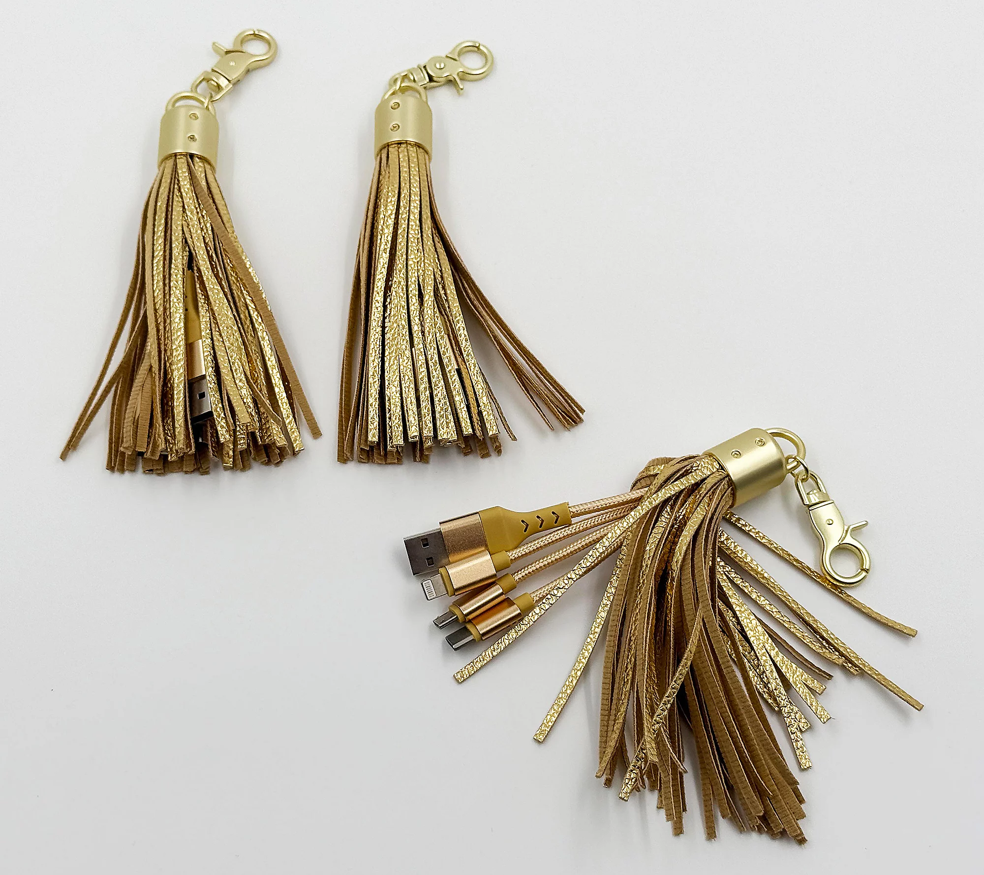 Data cable tassel keychain 2-in-1