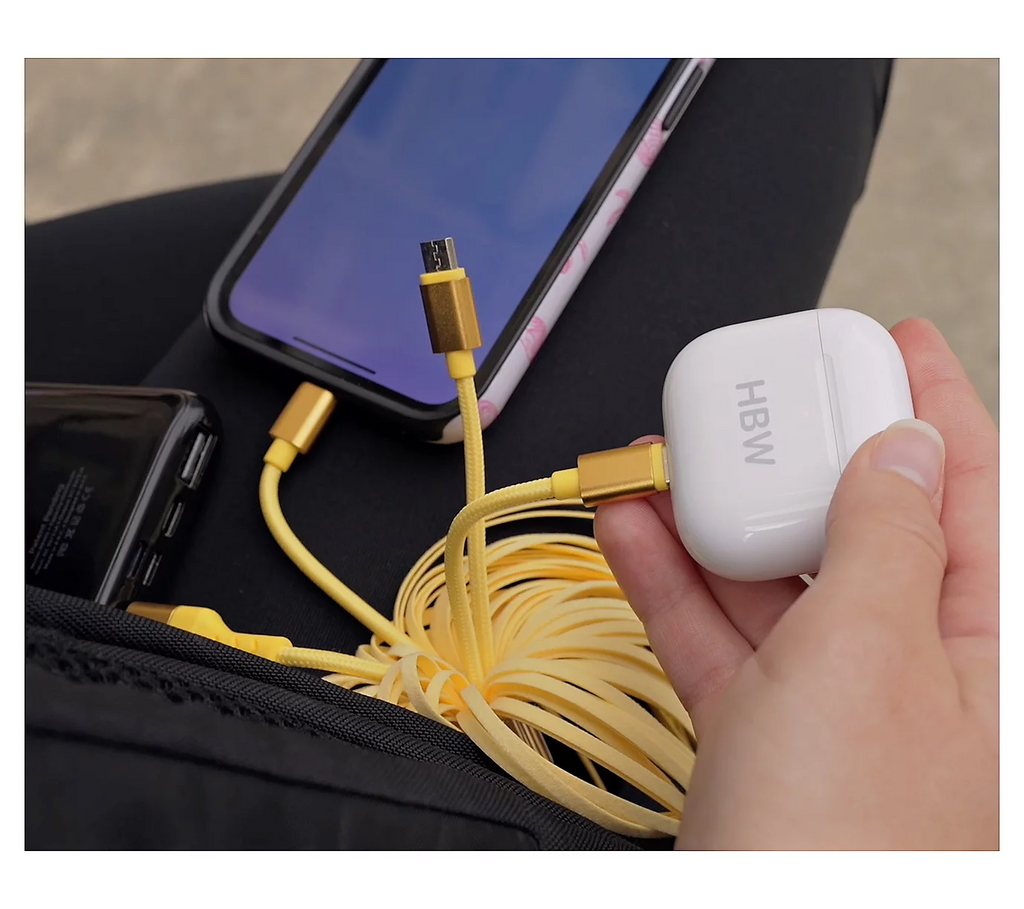 Data cable tassel keychain 2-in-1