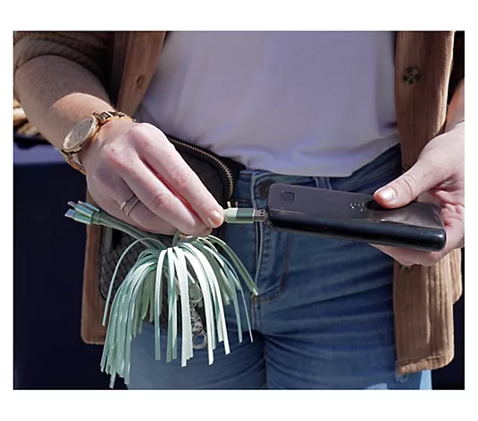 Data cable tassel keychain 2-in-1