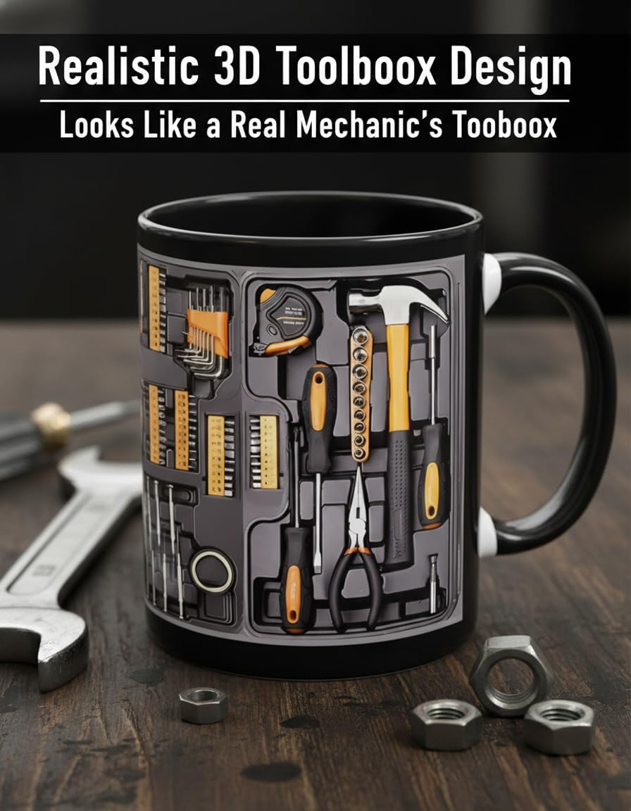Creative coffee cup with toolbox design