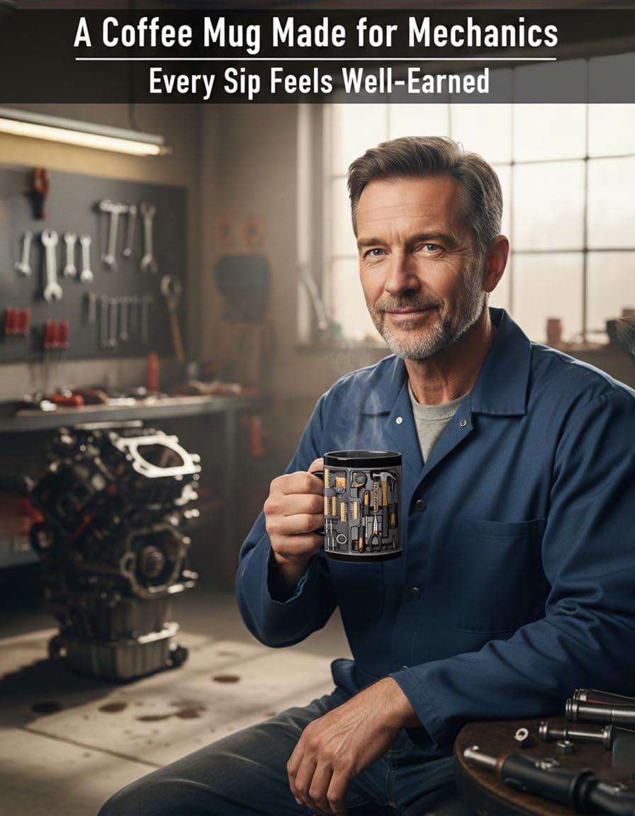 Creative coffee cup with toolbox design