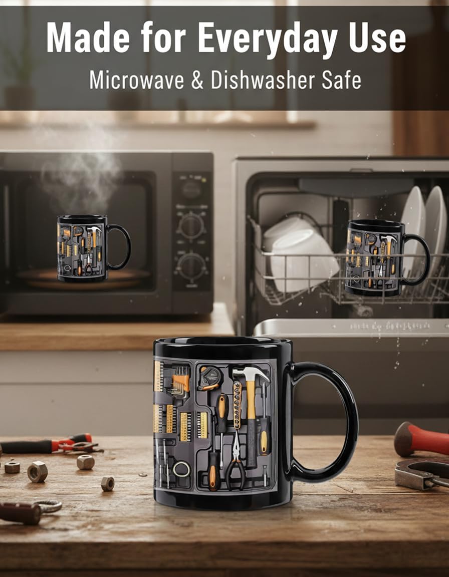 Creative coffee cup with toolbox design