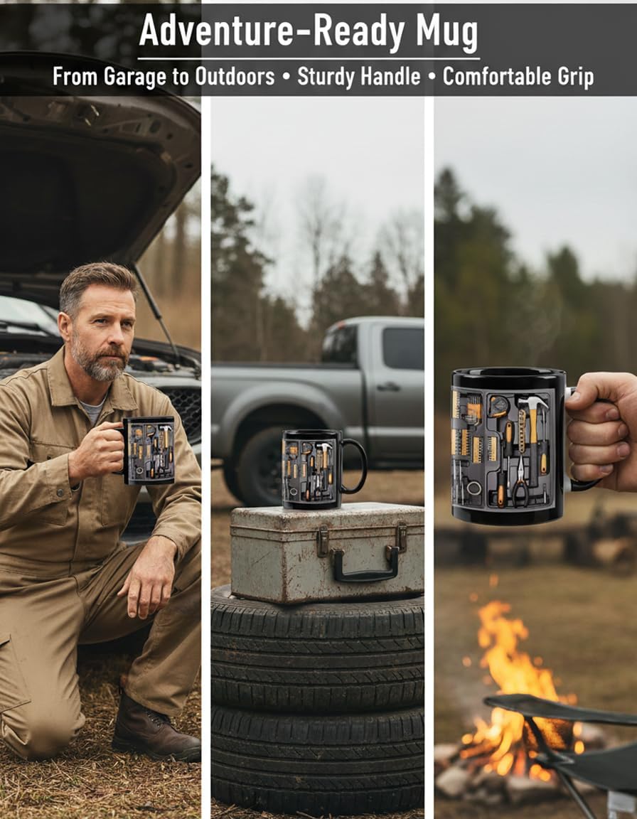 Creative coffee cup with toolbox design