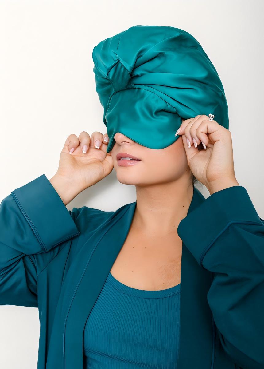 Double-layer eye mask, twisted breathable hair care cap, shower cap