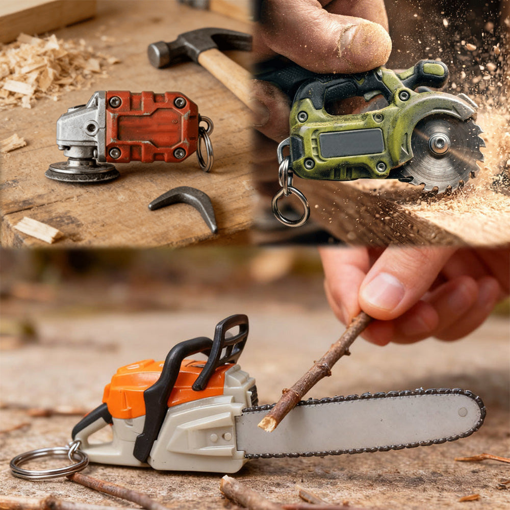 Mini Functional Power ToolKeychain Set