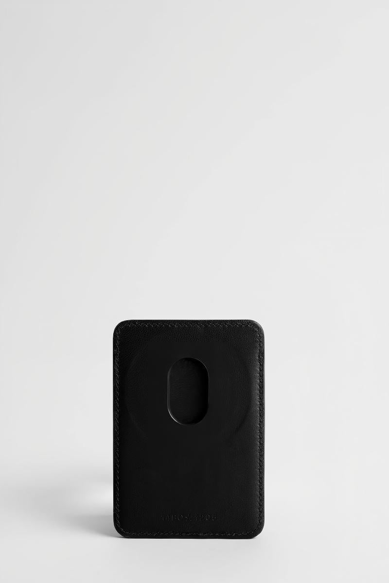 Black embossed lambskin magnetic card holder