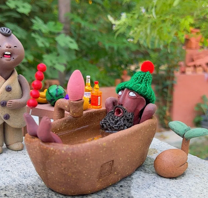 Handmade Bath Guy Ceramic Incense Holder