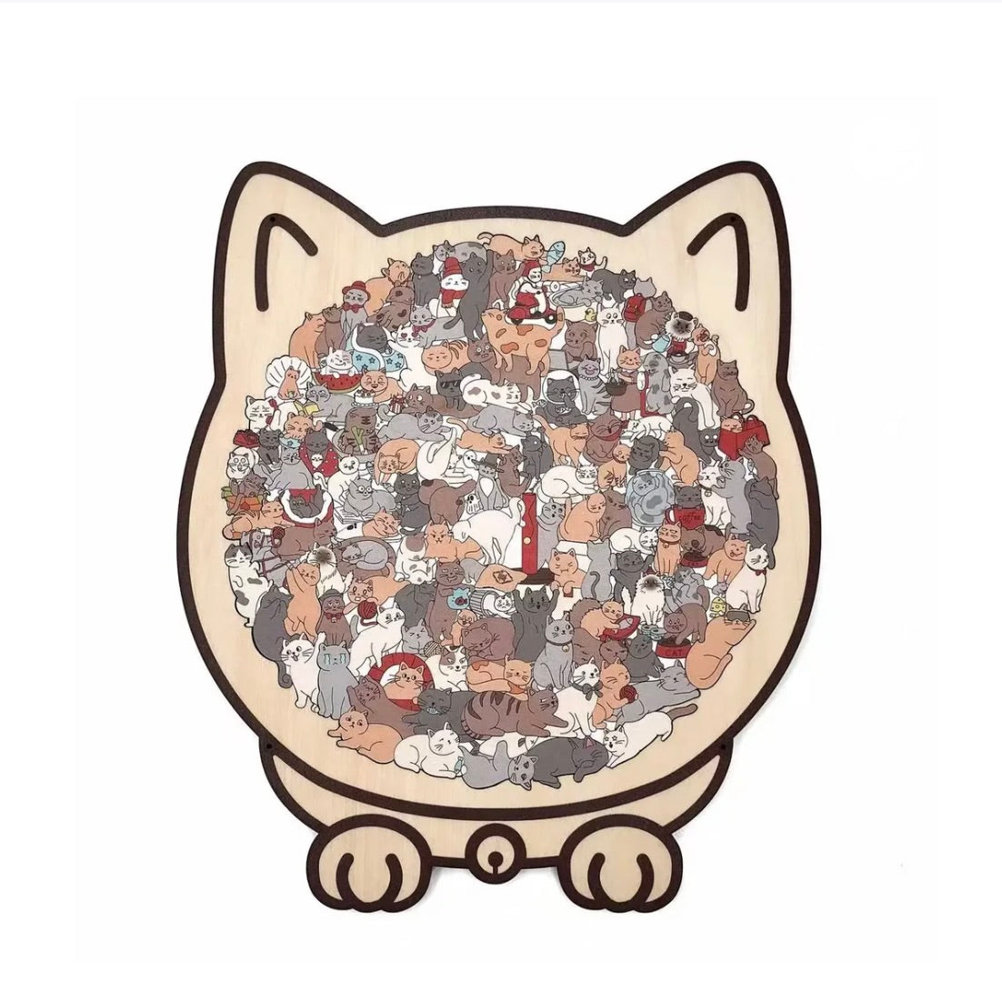 Wooden Cat Jigsaw Puzzle – A Calm, Cozy Break for Cat Lovers