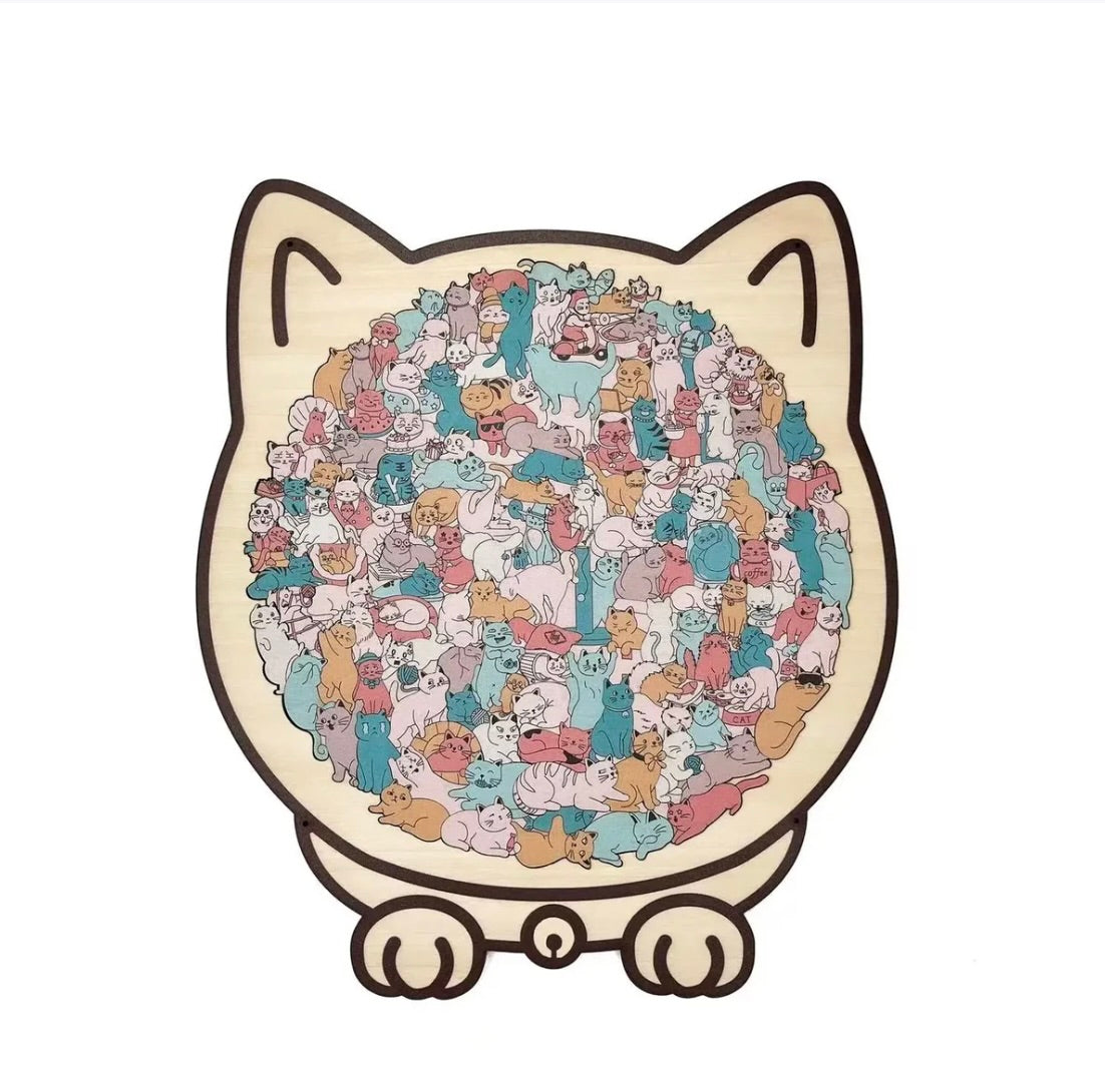 Wooden Cat Jigsaw Puzzle – A Calm, Cozy Break for Cat Lovers