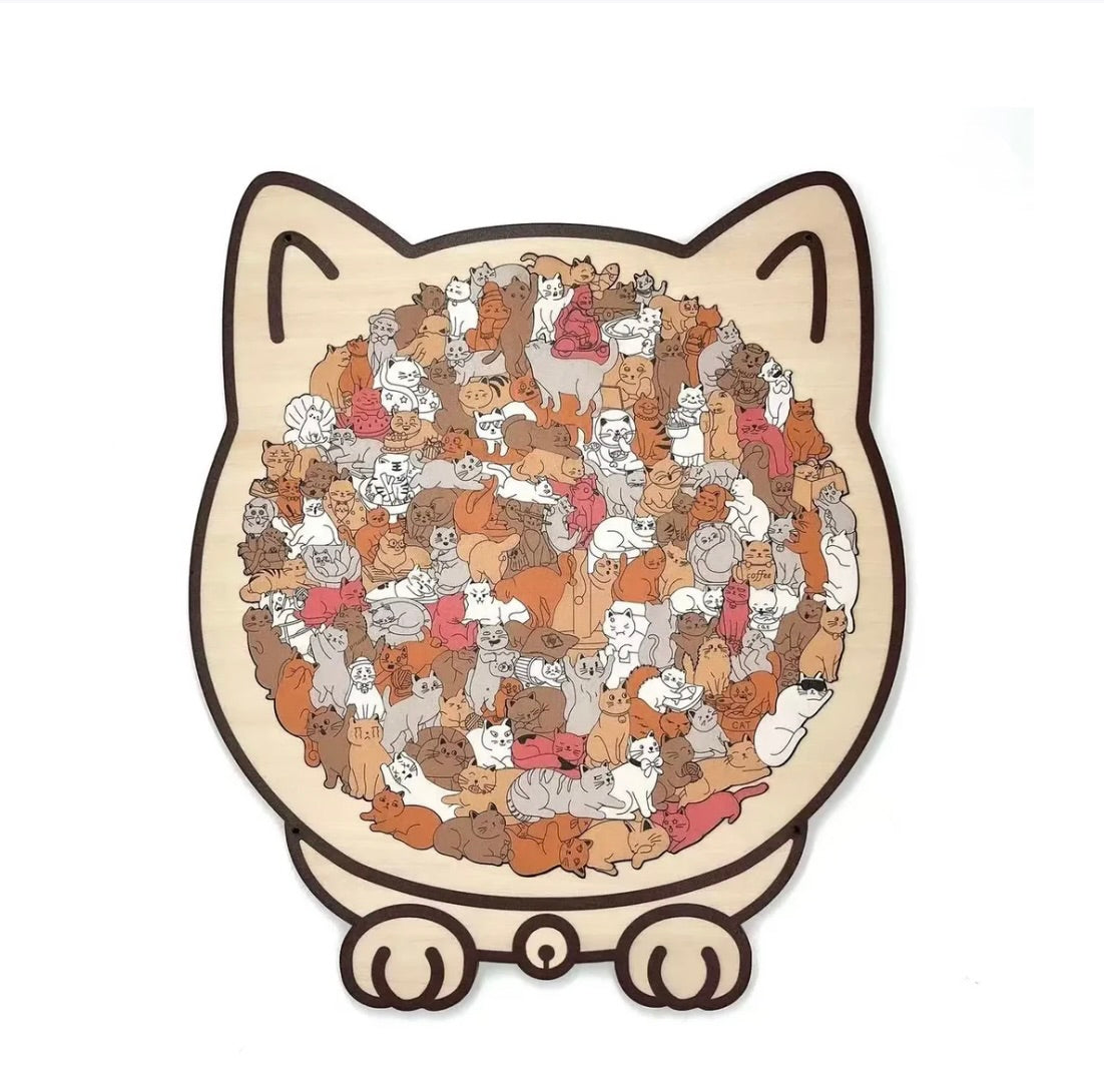 Wooden Cat Jigsaw Puzzle – A Calm, Cozy Break for Cat Lovers