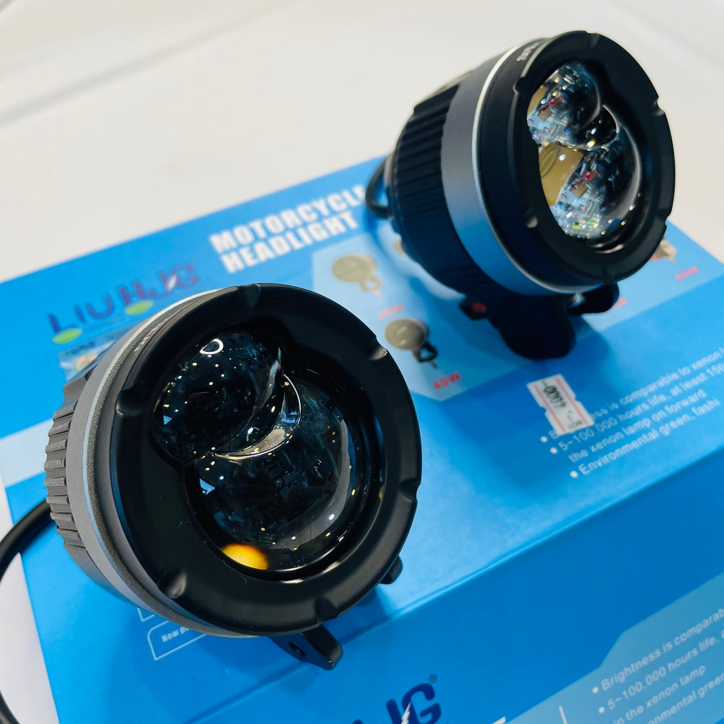 Motorcycle LED spotlight dual-lens auxiliary light