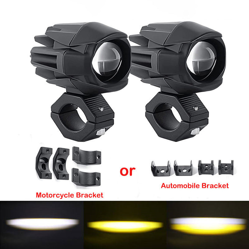 Motorcycle LED spotlight dual-lens auxiliary light