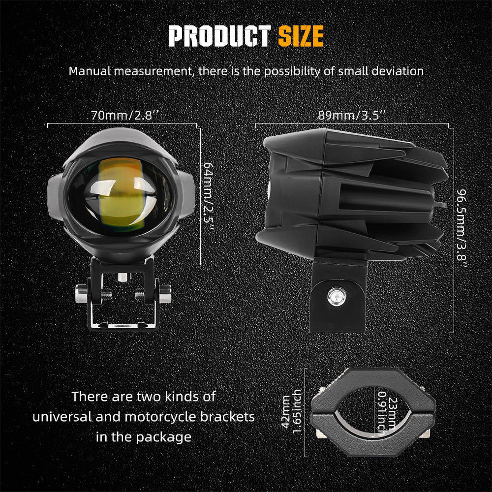 Motorcycle LED spotlight dual-lens auxiliary light