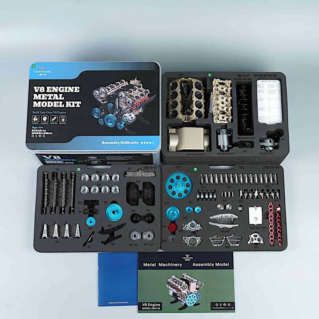 500+Pcs V8 Engine Metal Assembly DIY Model Kit
