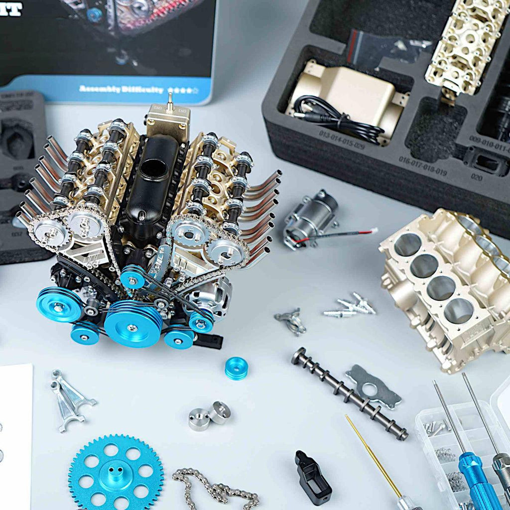 500+Pcs V8 Engine Metal Assembly DIY Model Kit