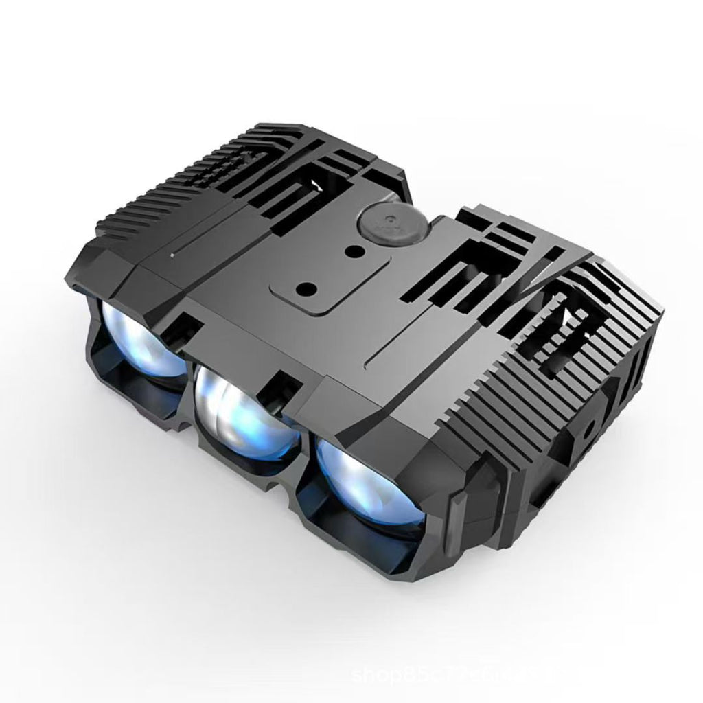 Car grille lights, three-lens LED spotlights, motorcycle headlights (high and low beams), waterproof dual-color blue film spotlights.