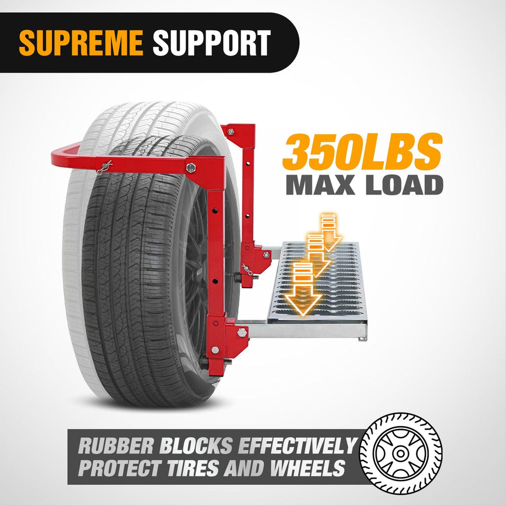 Folding Heavy Duty Red Tire Step To Fit tires from 10Inch to 15Inch Tire Width