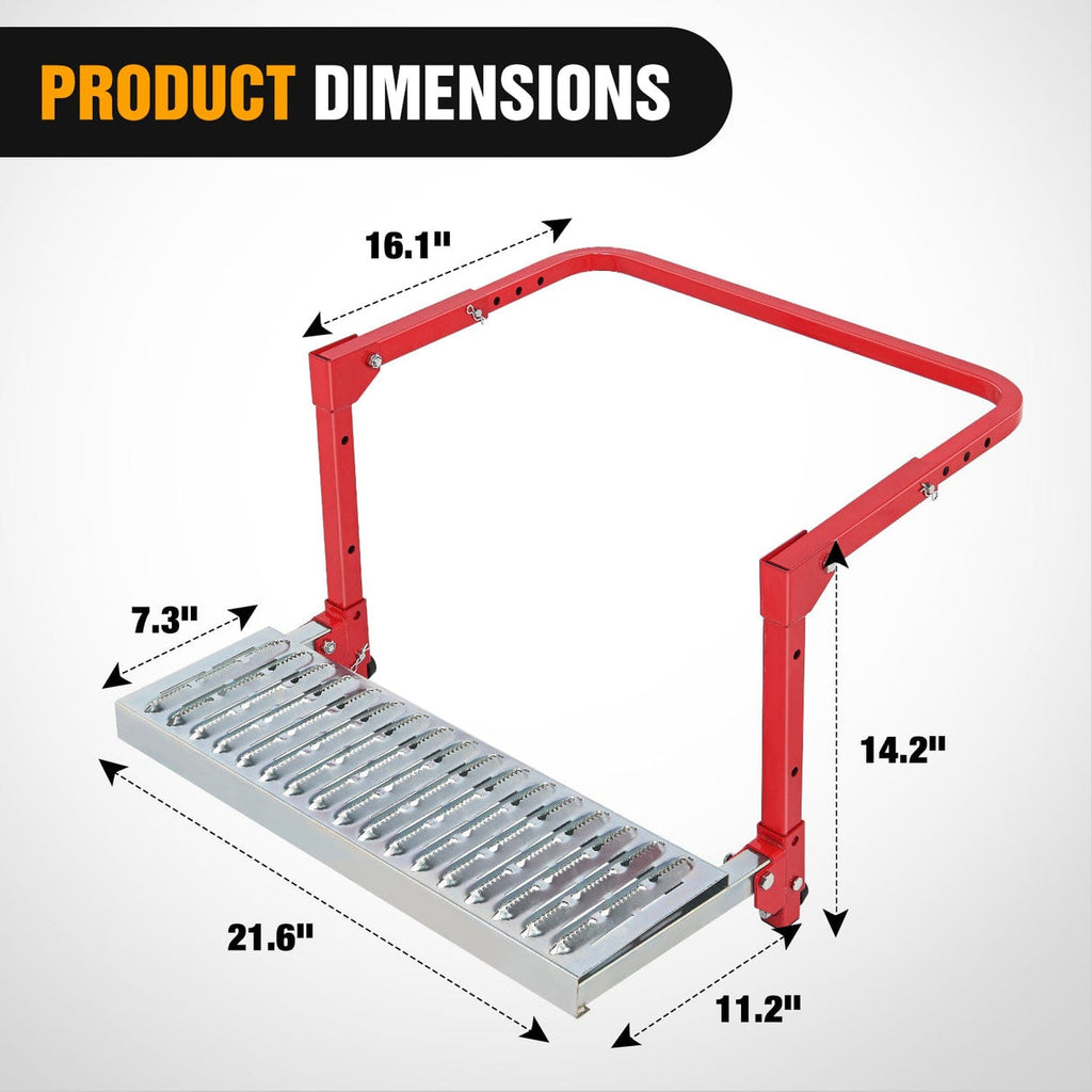 Folding Heavy Duty Red Tire Step To Fit tires from 10Inch to 15Inch Tire Width