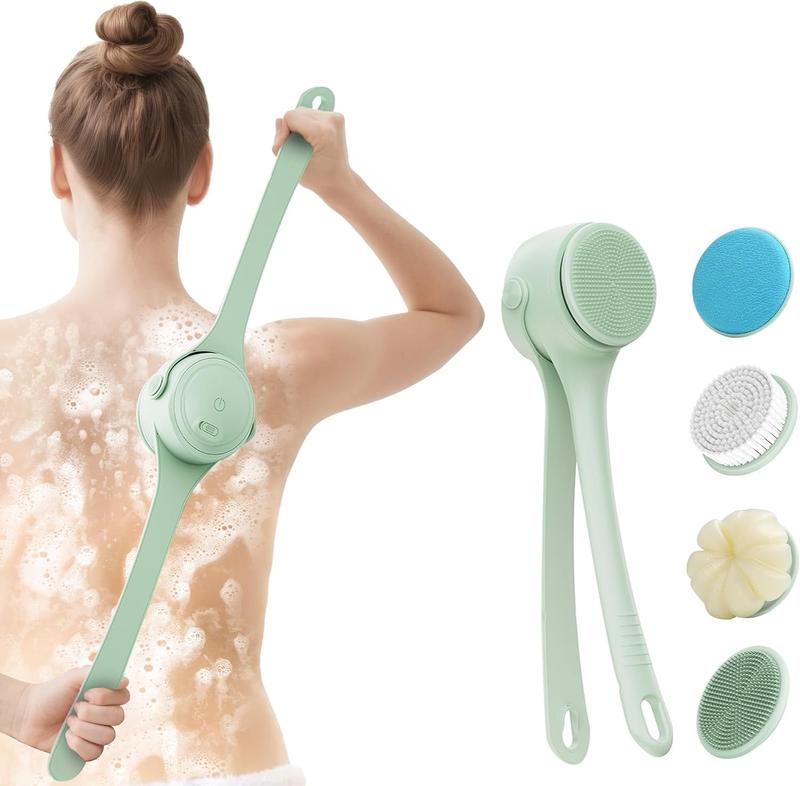 Electric body brush, waterproof long double-handled powered body brush