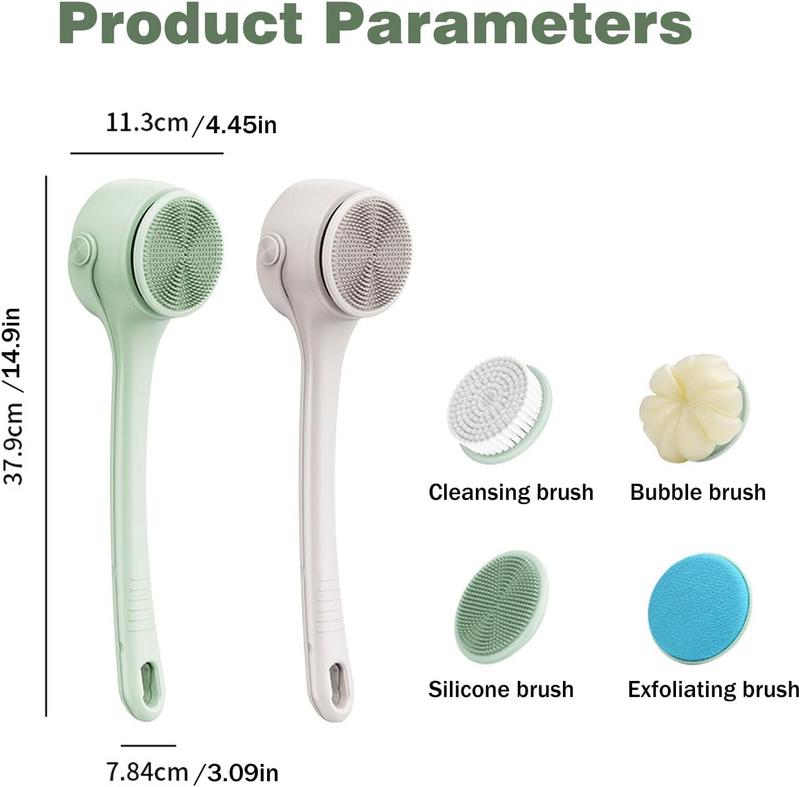 Electric body brush, waterproof long double-handled powered body brush