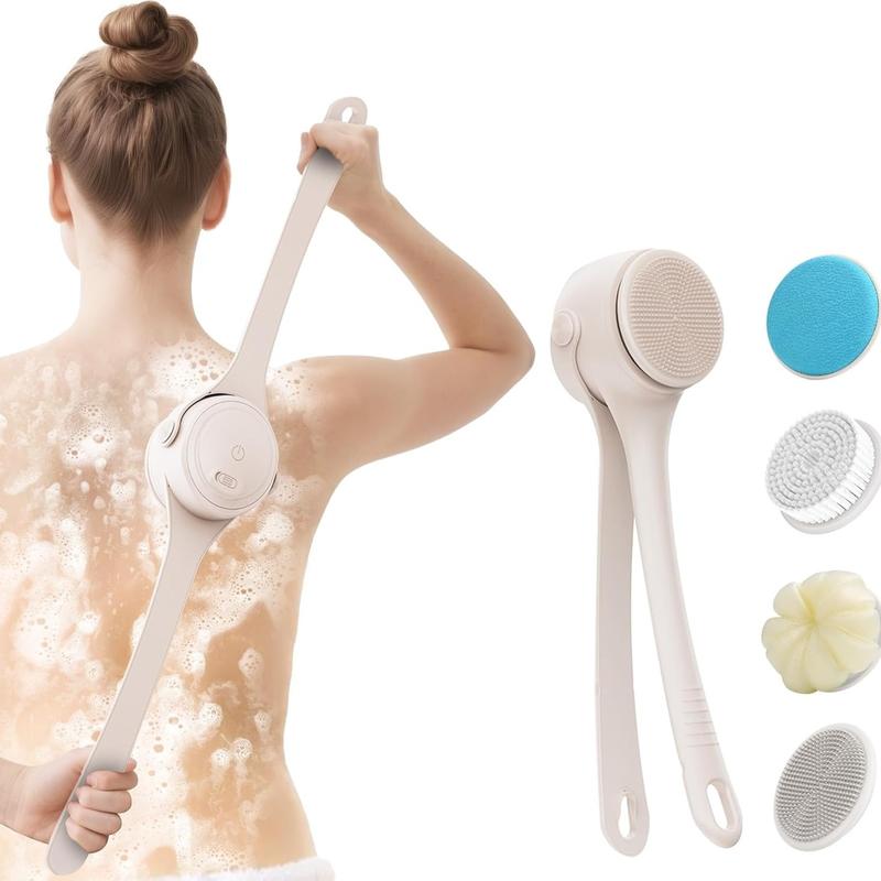 Electric body brush, waterproof long double-handled powered body brush