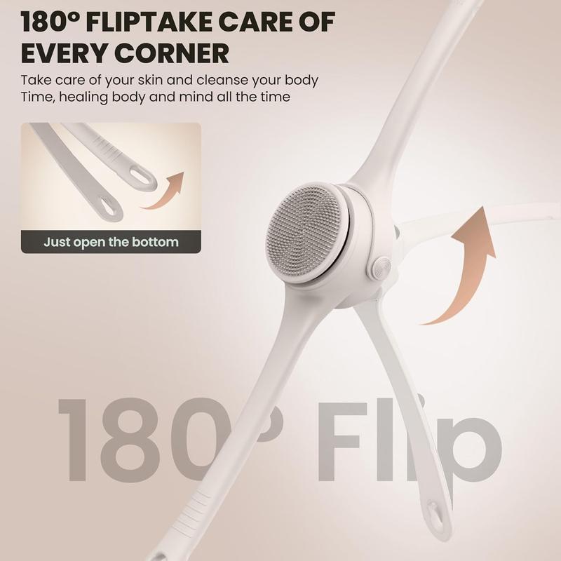 Electric body brush, waterproof long double-handled powered body brush