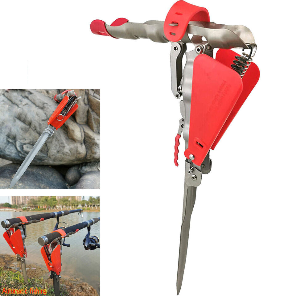 Auto Fishing Rod Holder Automatic Spring Support Sea Pole Ground Bracket Adjustable Folding Ground Stand