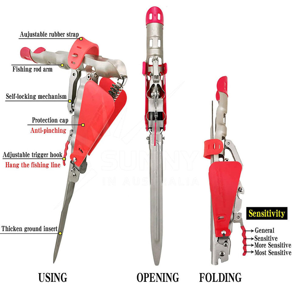 Auto Fishing Rod Holder Automatic Spring Support Sea Pole Ground Bracket Adjustable Folding Ground Stand