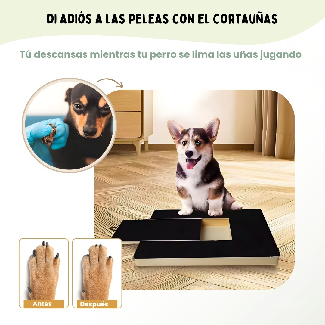Wooden dog scratching post with pull-out sandpaper