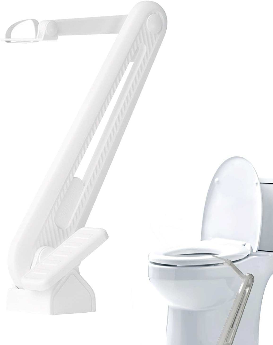 Foot-operated toilet seat lifter