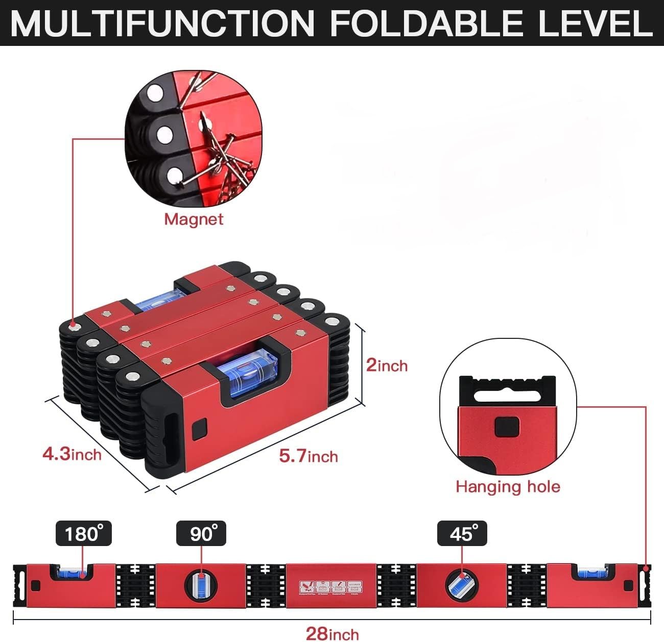 Multifunctional Folding Level Measuring Tool