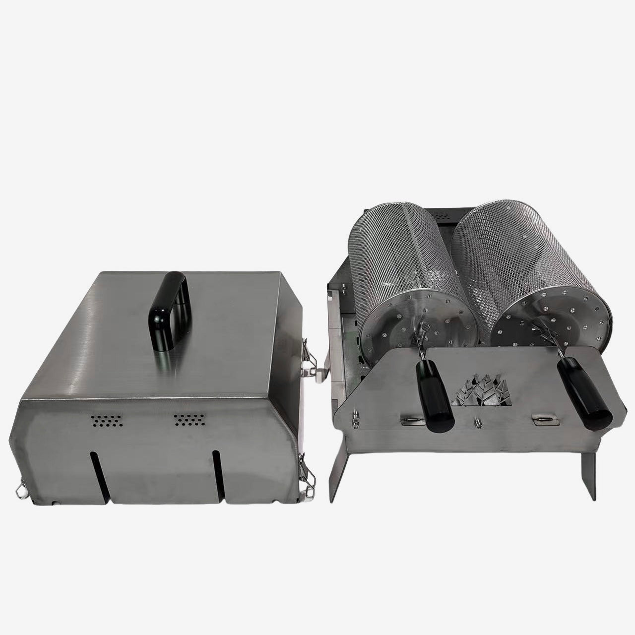 Large capacity dual-head portable barbecue grill