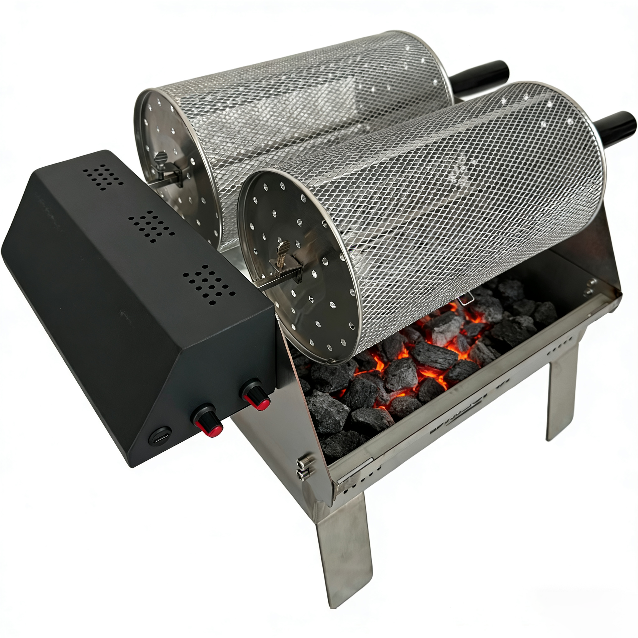 Large capacity dual-head portable barbecue grill