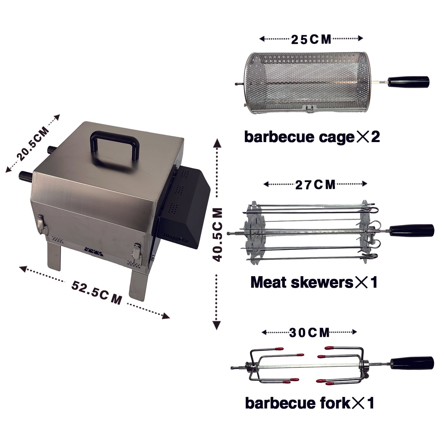 Large capacity dual-head portable barbecue grill