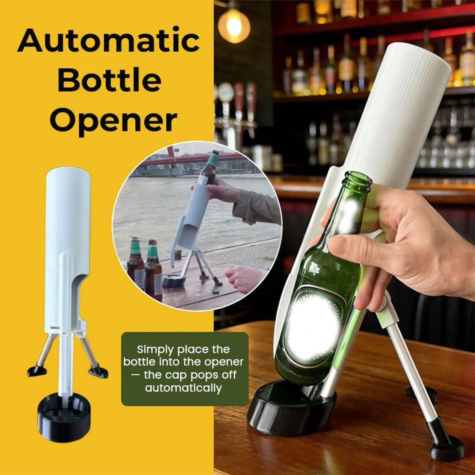 Hands-free press bottle opener