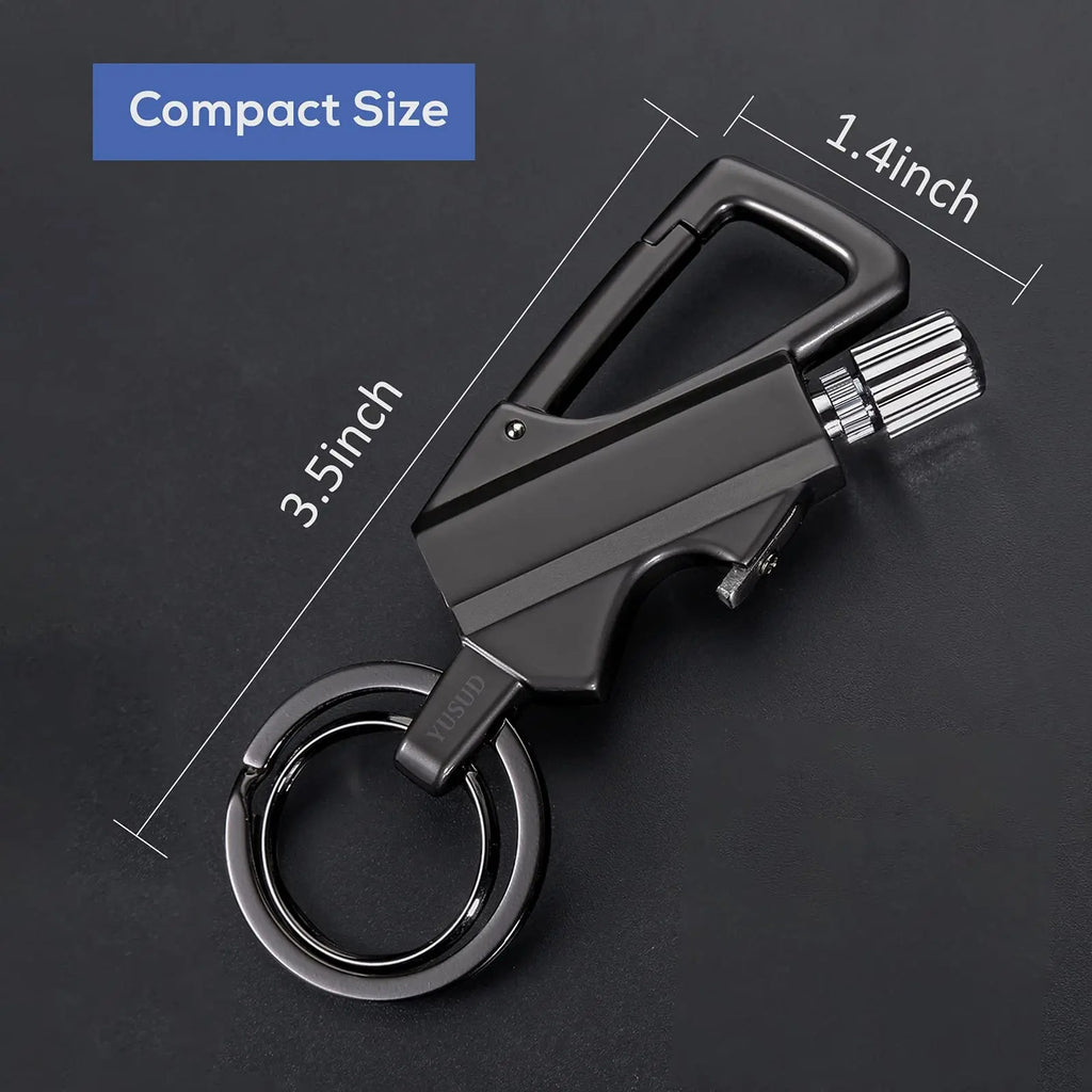 3-In-1 Cool Lighter Keychain Bottle Opener, Outdoor Fire Starter,Portable Refillable Lighter with hook,for Hiking Camping,Daily Use multiple key