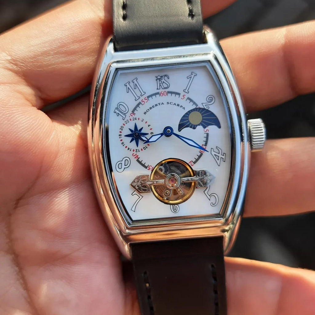 Open-back "erotic back cover" watch