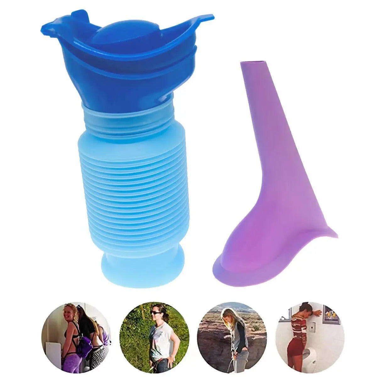 Set of 2 Portable Car Urinals – Outdoor Standing Urination Aid for Travel Emergencies – Reusable & Compact
