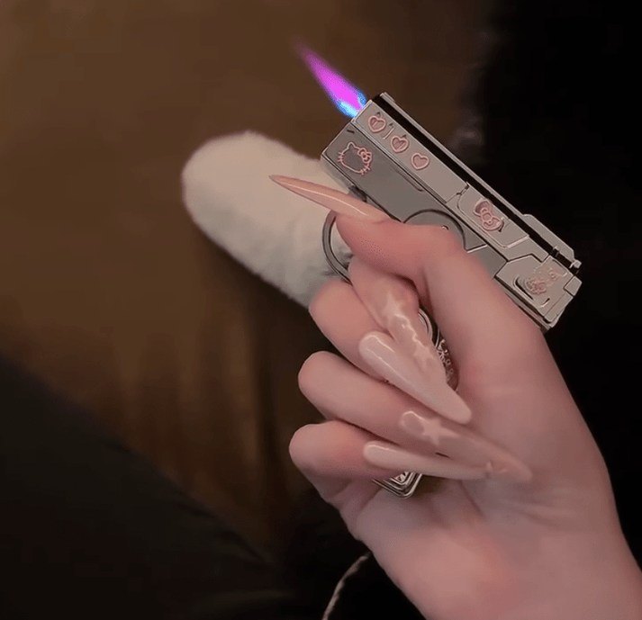 Folding lighter flashing light carrot knife