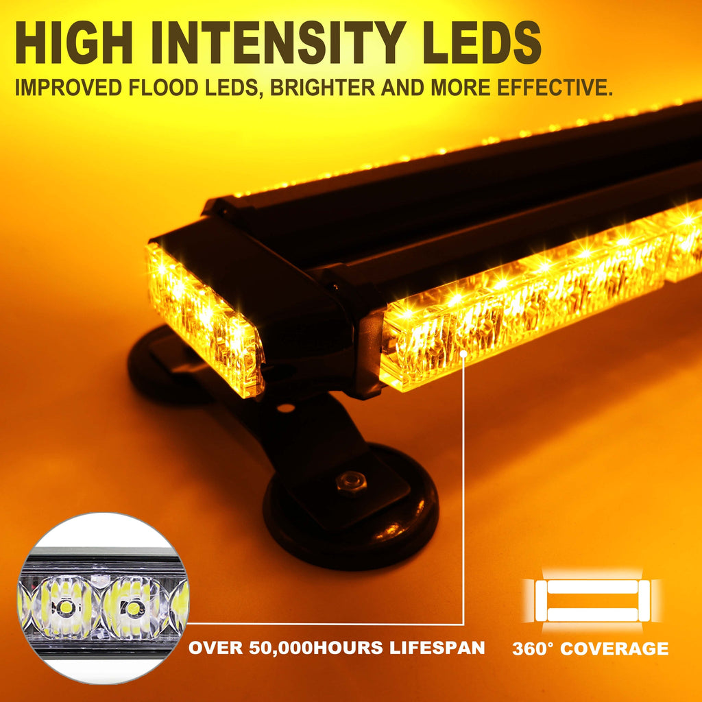 54 LED 26" Double Side Roof Top Strobe Light Bar with Magnetic Base