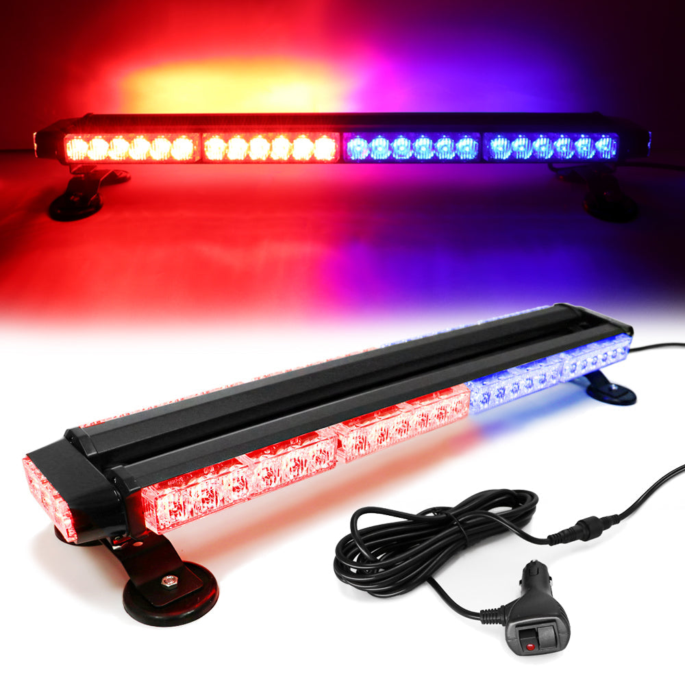 54 LED 26" Double Side Roof Top Strobe Light Bar with Magnetic Base
