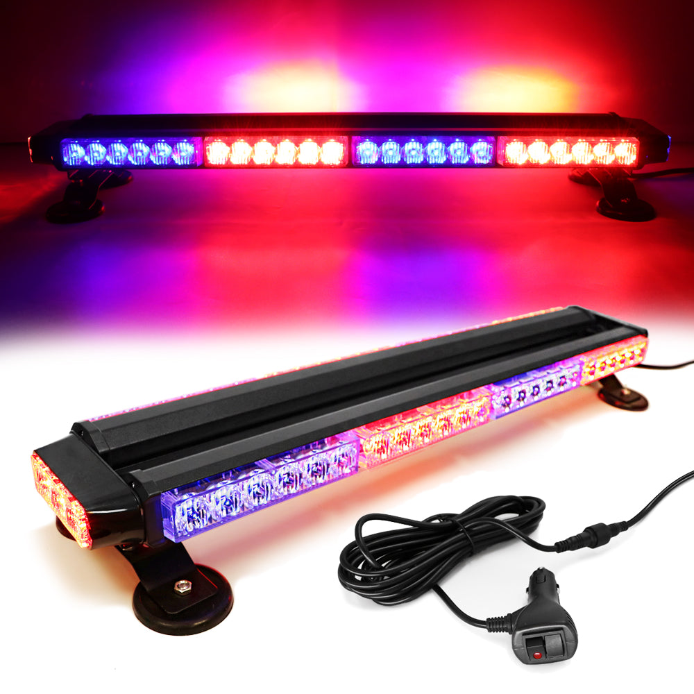 54 LED 26" Double Side Roof Top Strobe Light Bar with Magnetic Base